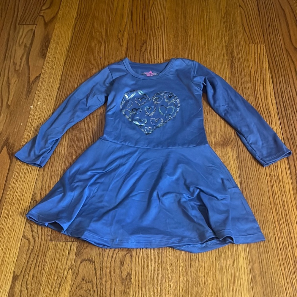 Hannah Sky Girl’s Blue Heart Long Sleeve Dress Size 6